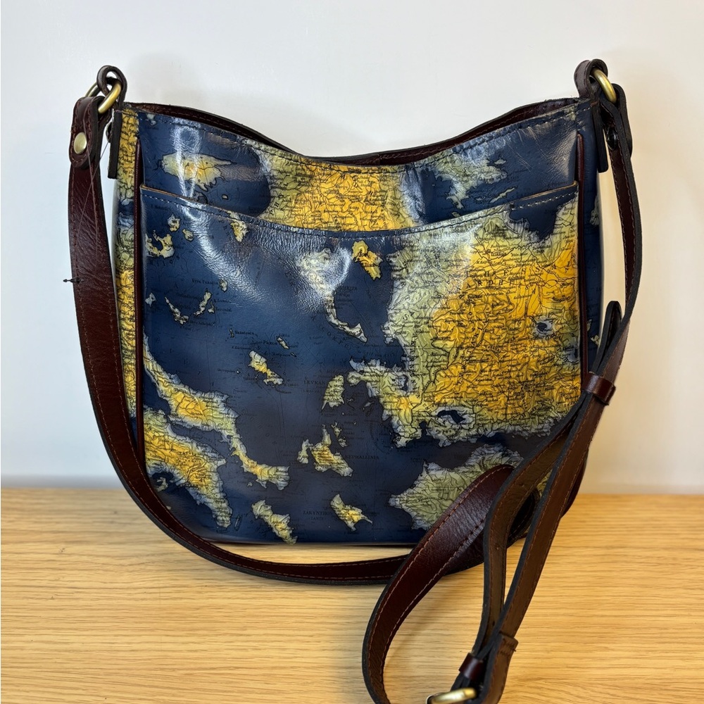 Patricia Nash Emiline Map Print Leather Crossbody Bag NWOT‎
